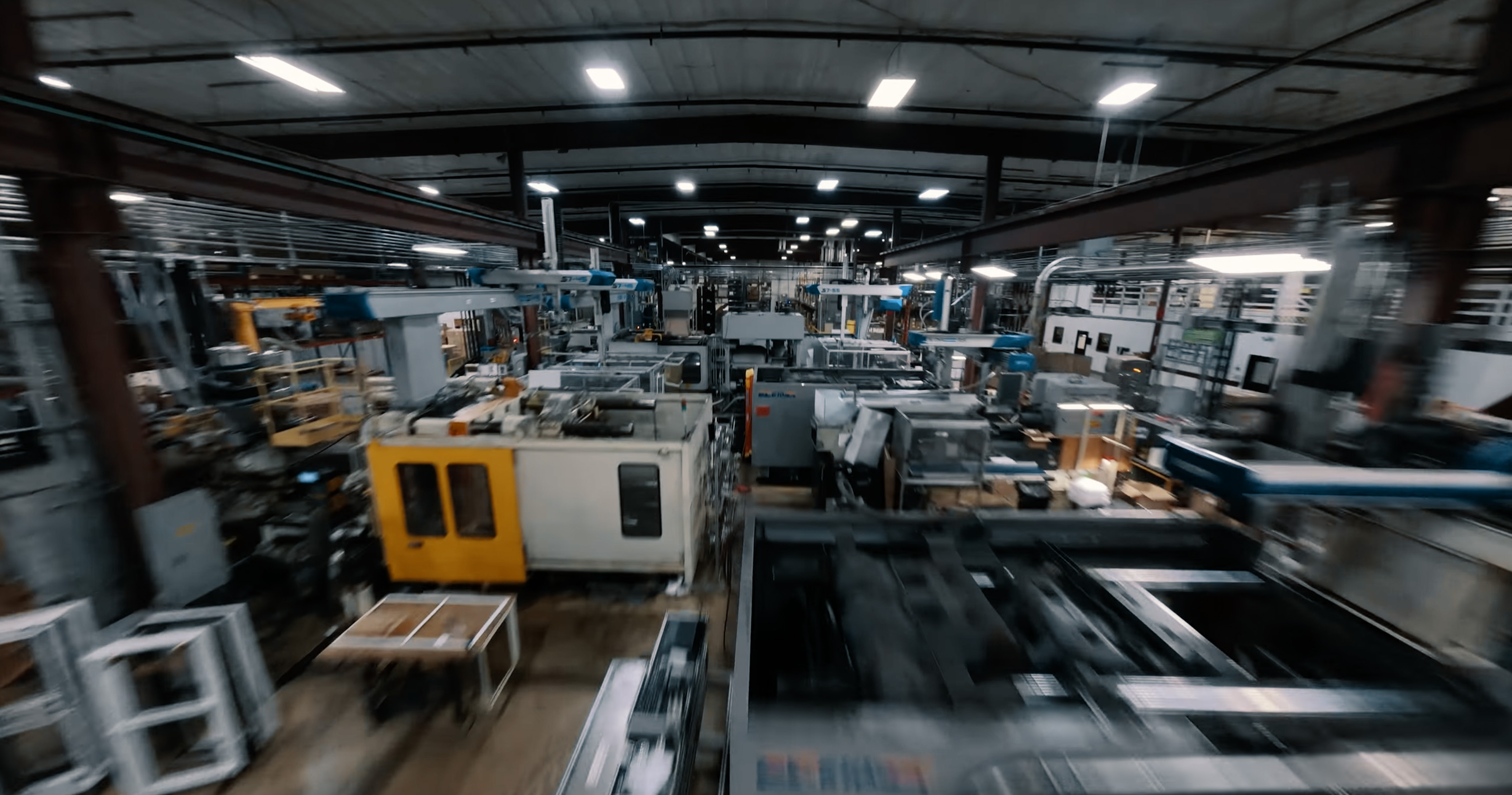 FPV drone shot of manufacturing facility